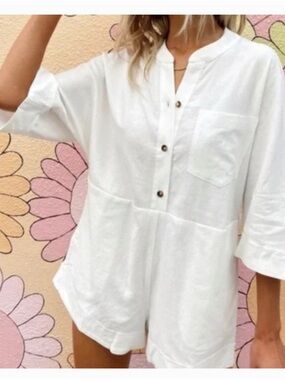 Show Me Your MuMu White Button-Front Romper